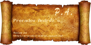 Preradov András névjegykártya
